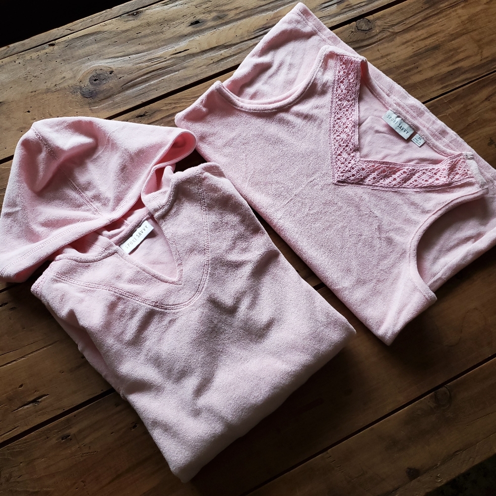 Sport Savvy Women's French Terry Pink Pull over Hoodie Set Size Small
